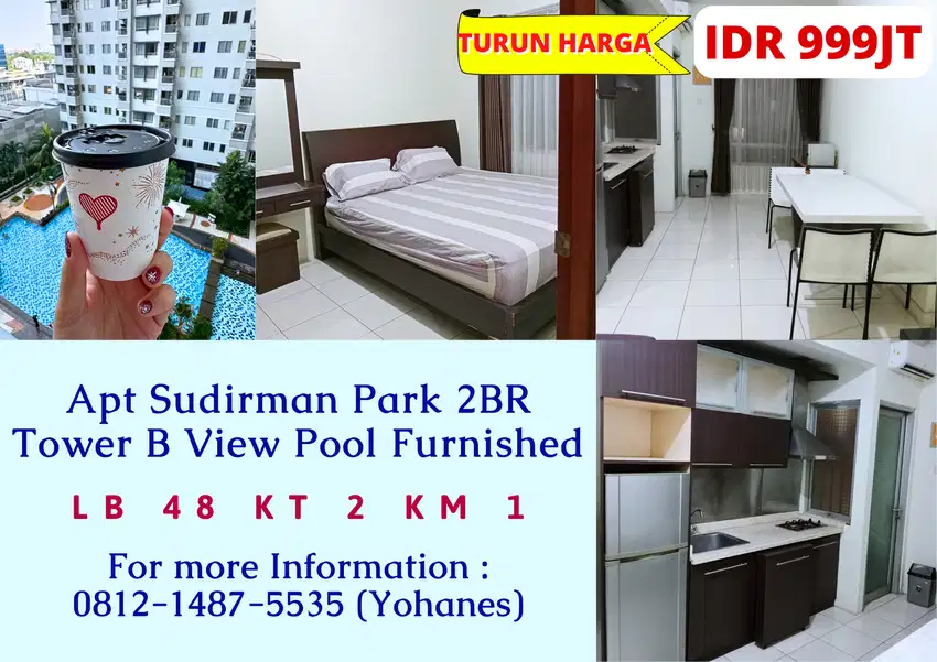 Jual Cepat Apt Sudirman Park 2BR Tower B View Pool Furnished
