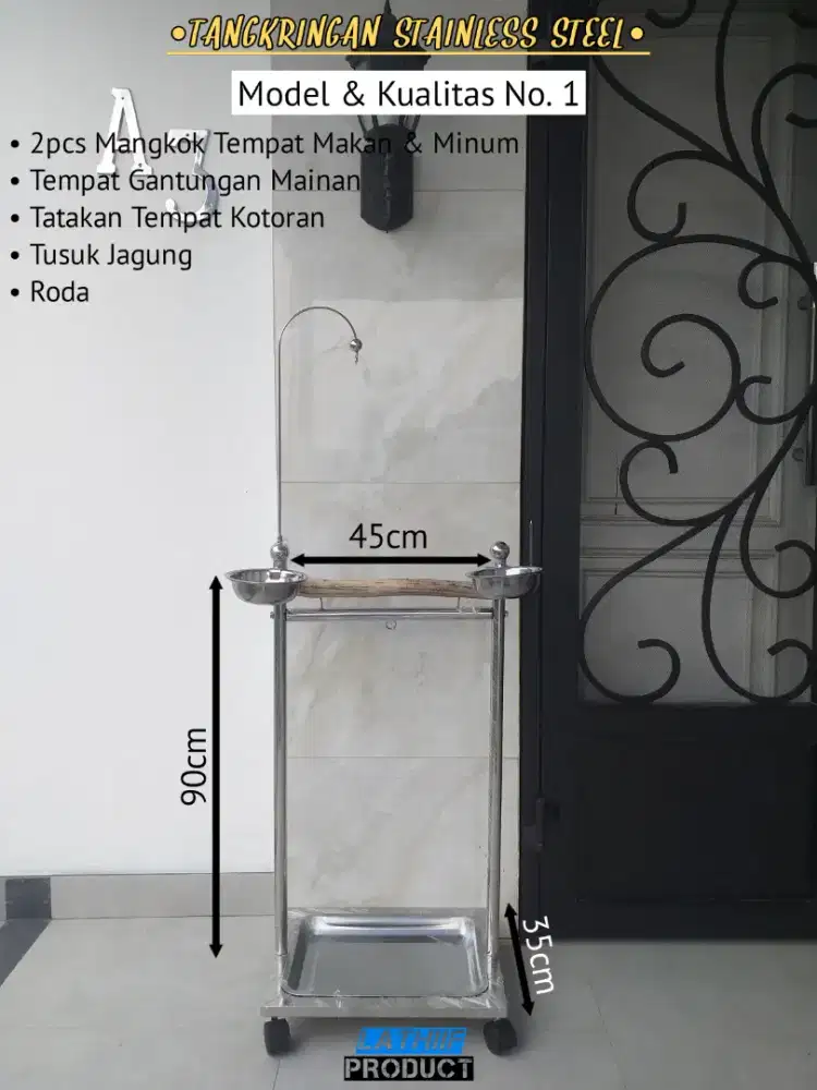 (NEW) Tangkringan Stainless Steel Burung Parrot