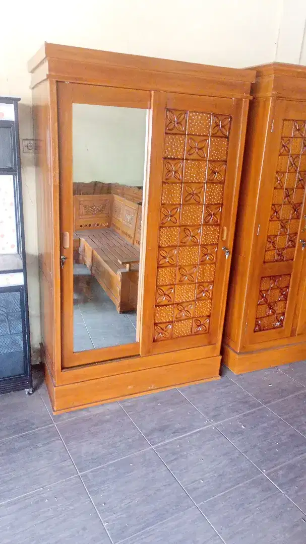 Almari 2 pintu sleding jati