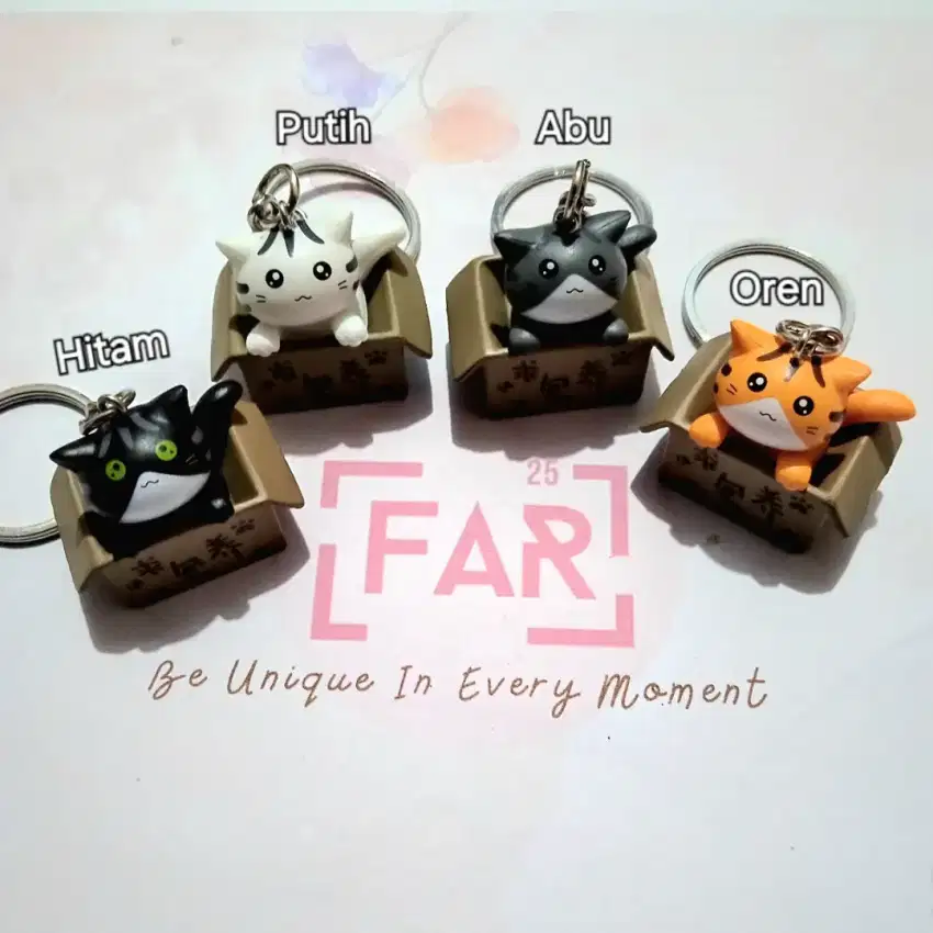 Gantungan Kunci Kucing  resin Dalam Box Lucu