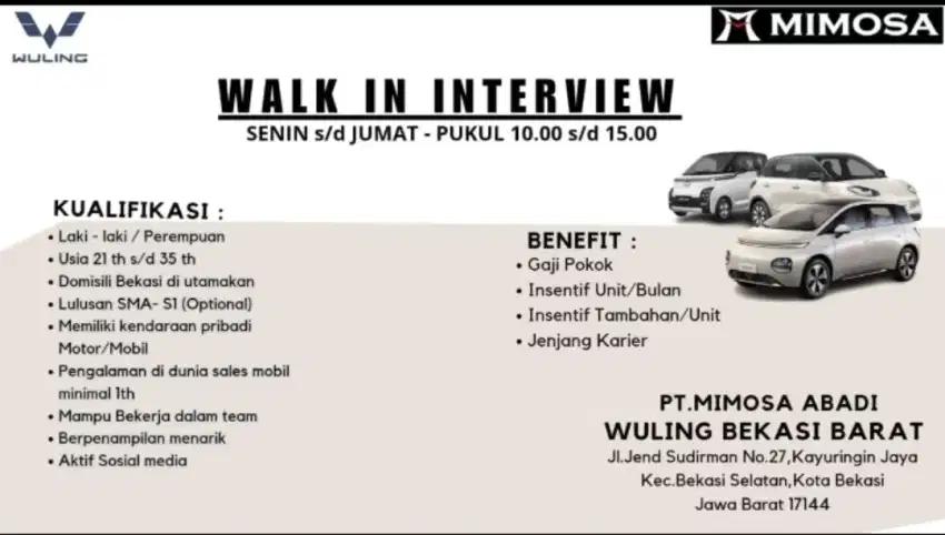 Walk in Interview Sales Wuling