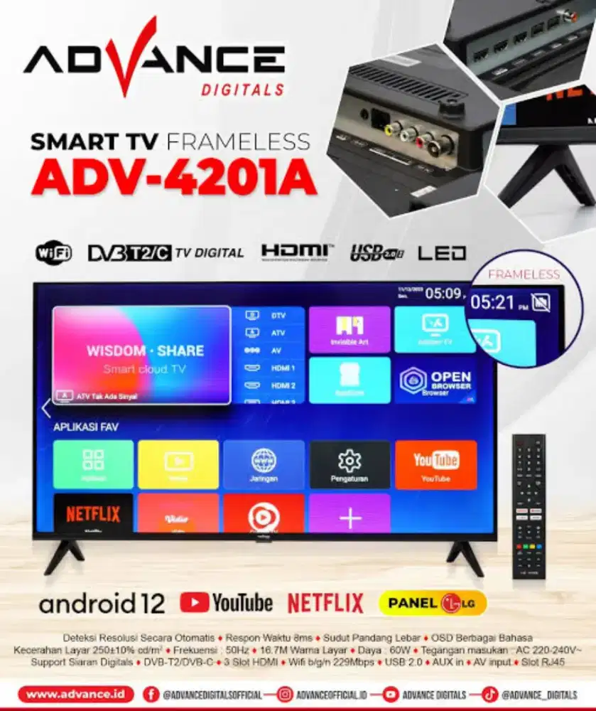 Android TV Advance 42inci. Baru