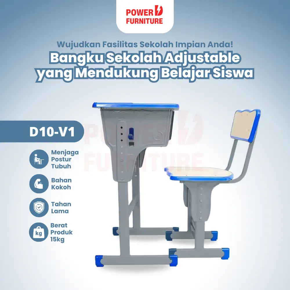[PAKET] Kursi Sekolah D10 PowerD - Meja belajar siswa | Meja sekolah