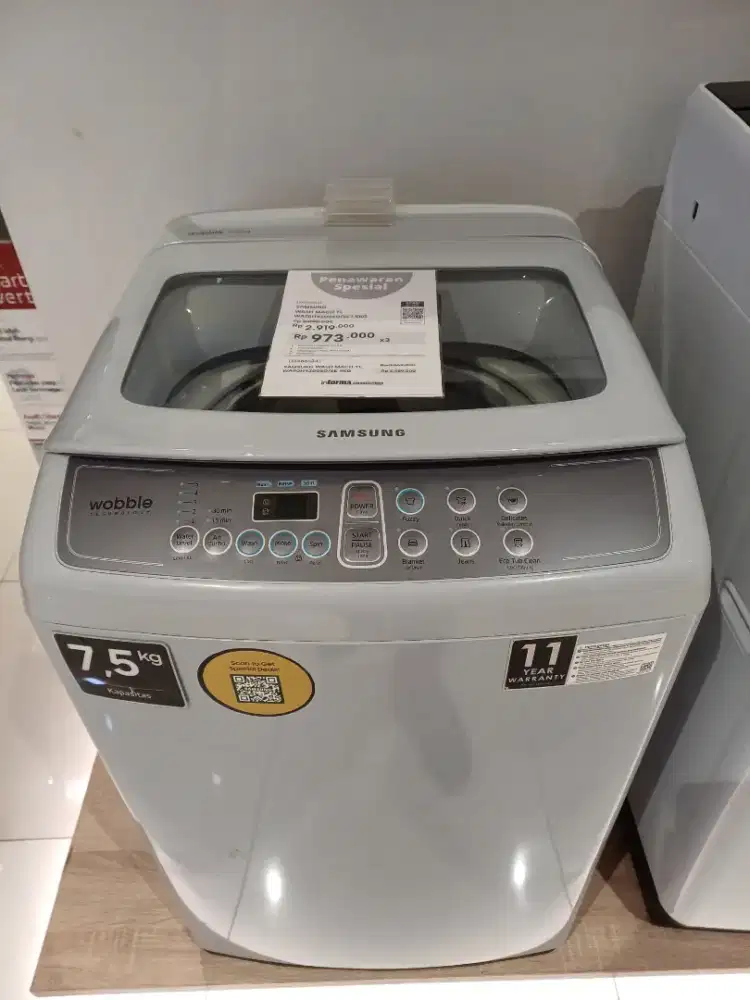 Samsung mesin cuci top loading 7,5kg wobble technology wa75h4200