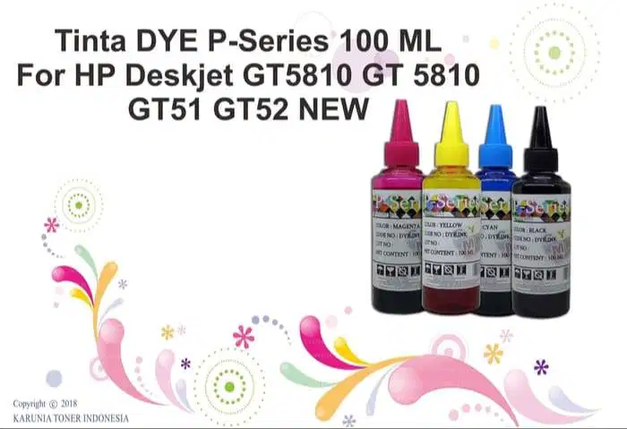 Tinta DYE P-Series 100 ML For HP Deskjet GT5810 GT 5810 GT51 GT52 NEW