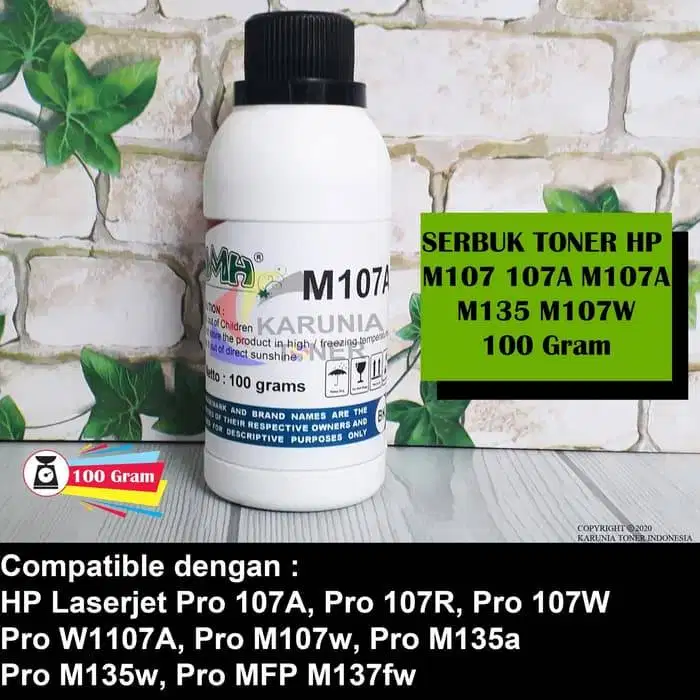 Serbuk Toner HP 107A M107A M107 107A M170w M135a M137fw M135 100 gram