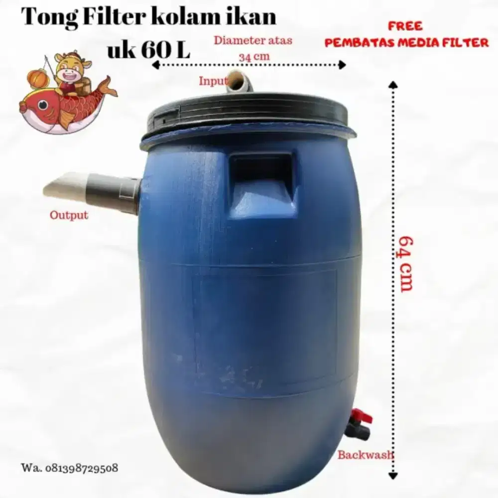 Filter Tong 60L Kolam koi Nila Set media