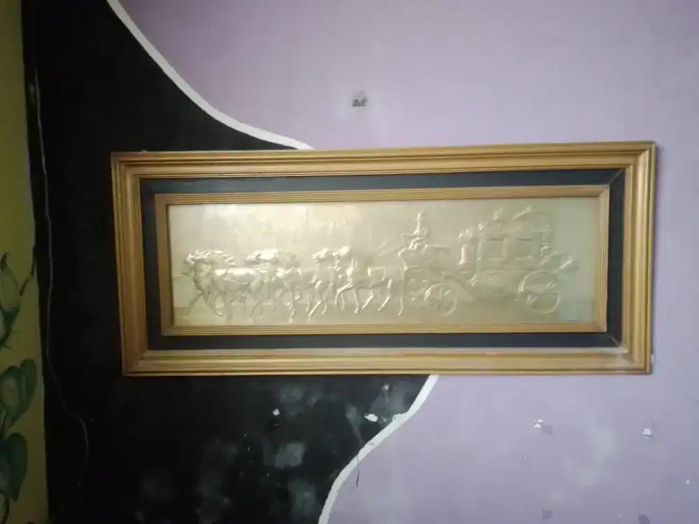 Barang istimewa Lukisan Kaligrafi KULIT & bhn Kuningan KRETA RATU