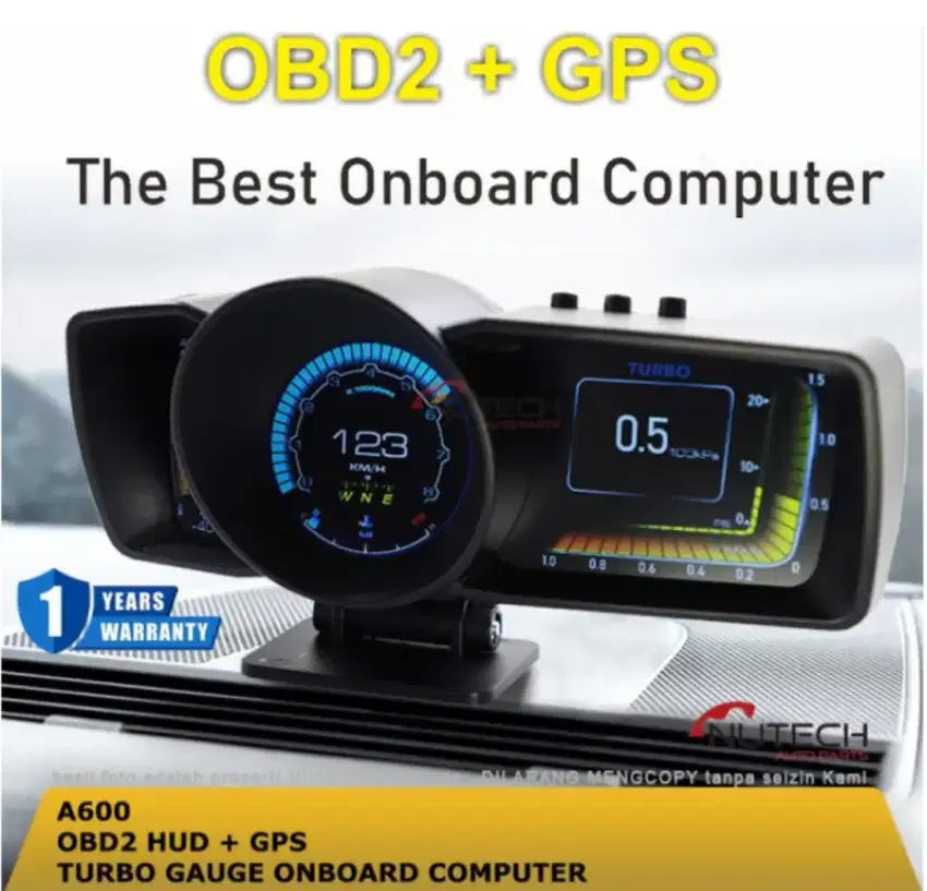 OBD2 HUD GPS Turbo Gauge Onboard Computer Speedo Digital Realtime A600