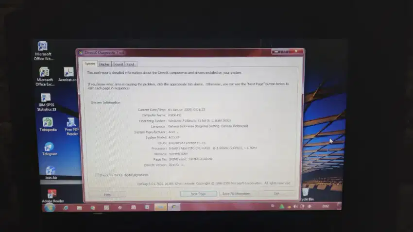 Jual netbook acer aspire one bekas second