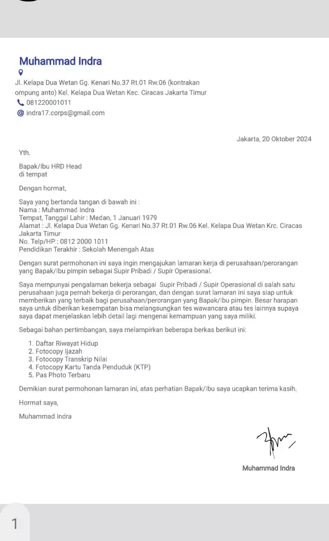 saya mencari Pekerjaan sebagai Supir Pribadi