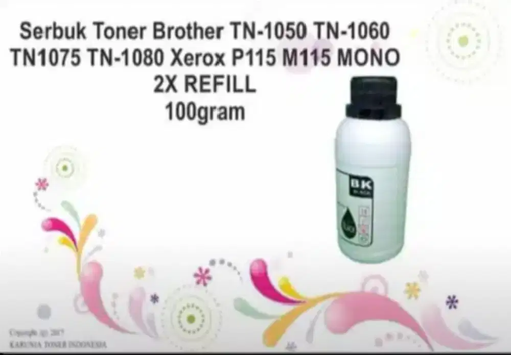 Serbuk Toner Brother TN-1050 TN-1060 TN1075 TN-1080 Xerox P115 M115