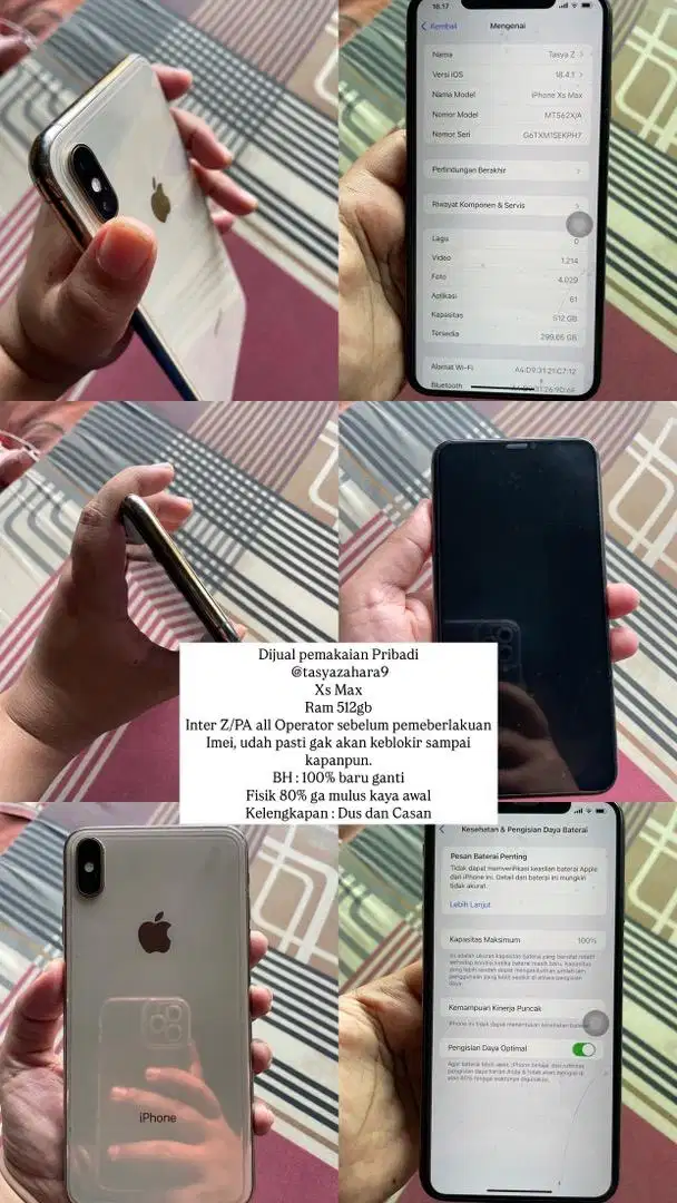 JUAL IPHONE XS MAX SECOND 256GB ALL OPERATOR