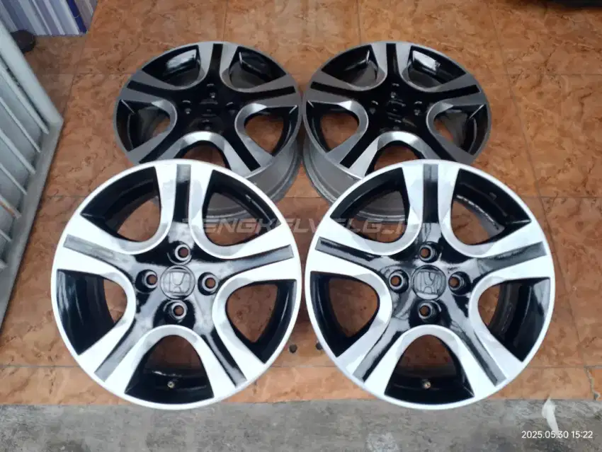 OEM JAZZ S RING 15 VELG SAJA, REPAINT & CUSTOM 2 TONE BLACK SEMI BRUSH