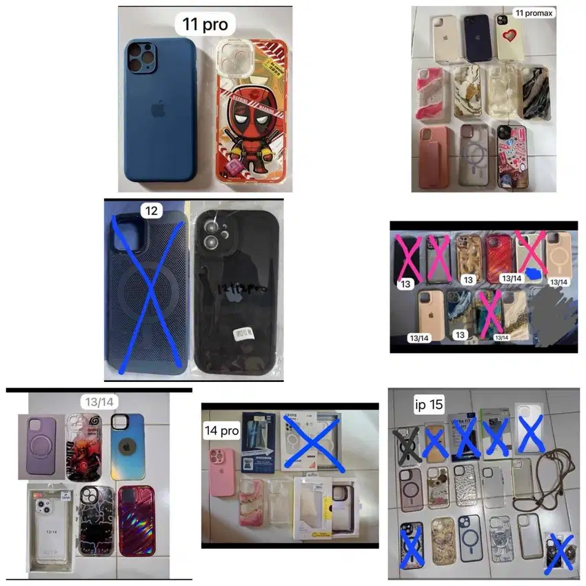 Case iphone 11 pro, 11 promax, ip 12, ip 13/14, ip 14 pro dan ip 15.