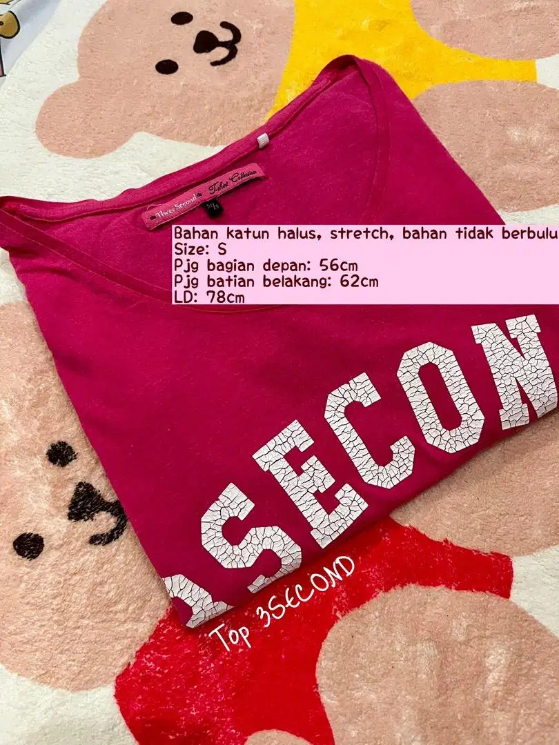 Top kaos atasan Three Second