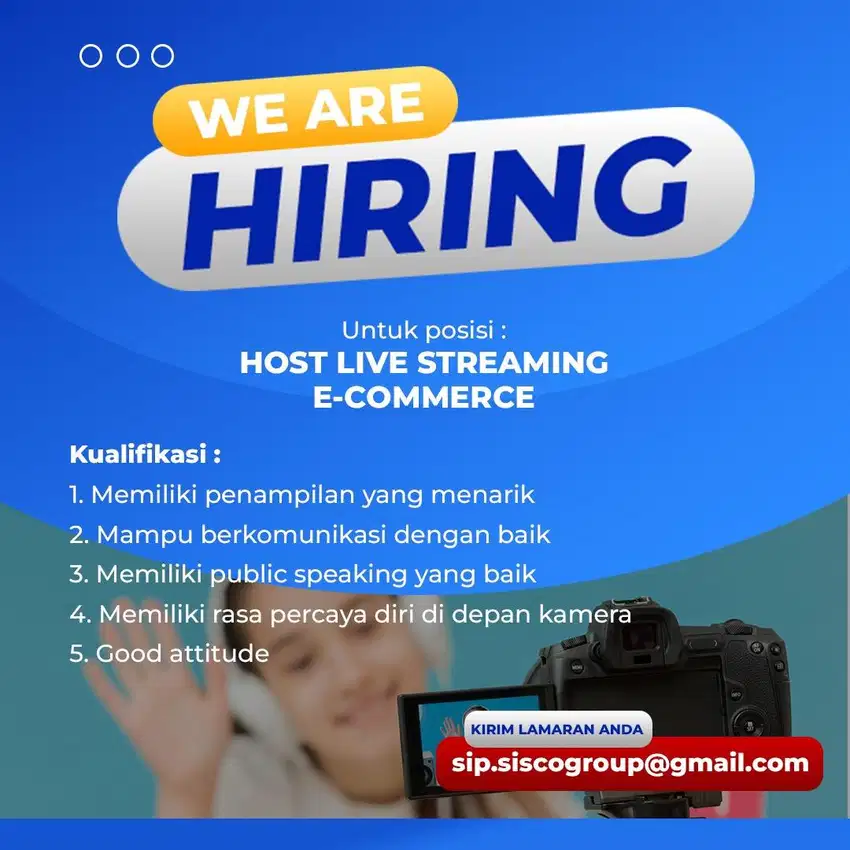 Dibutuhkan Host Live Shift Per 3jam