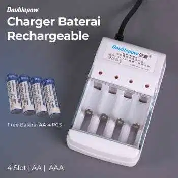 Charger Baterai Rechargeable 4 Slot AA AAA with AA 4 PCS