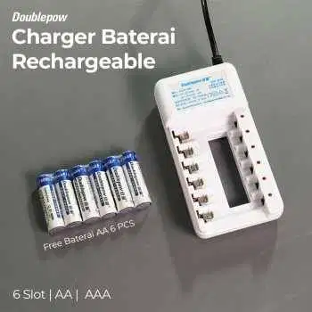 Charger Baterai Rechargeable 6 Slot AA AAA with AA 6 PCS