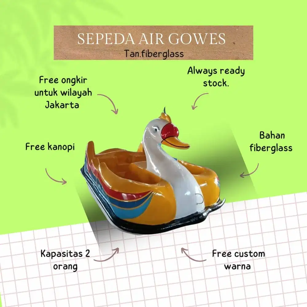 perahu bebek air gowes manual-cocok untuk usaha wahana air.