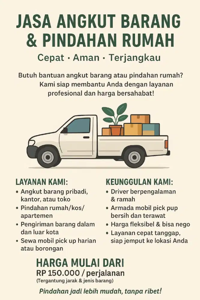 Sewa pick up untuk pindahan