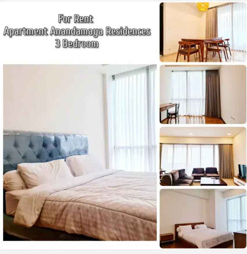 Ready unit Sewa Apartemen Anandamaya 3BR Furnish