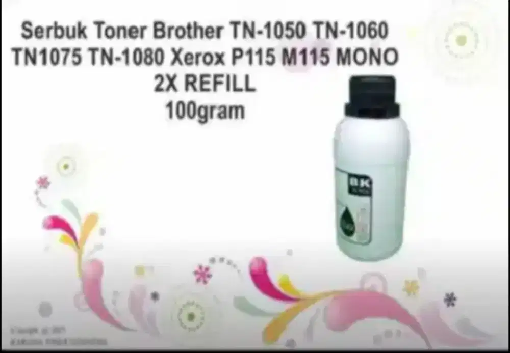 Serbuk Toner Brother TN-1050 TN-1060 TN1075 TN-1080 Xerox P115 M115