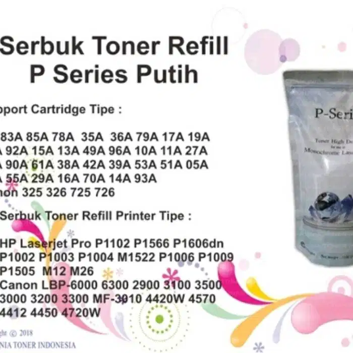 SERBUK TONER P-SERIES KEMASAN SUSU 38A FOR USE IN LASER Murah