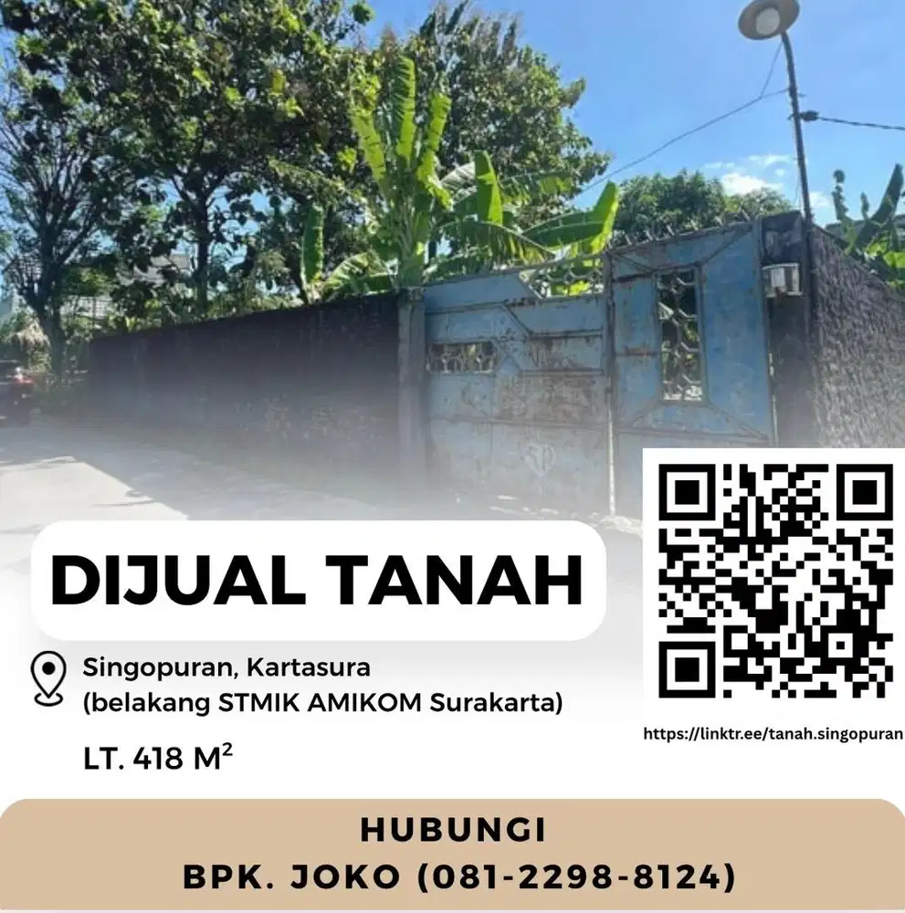 TANAH Dijual Singopuran Kartasura