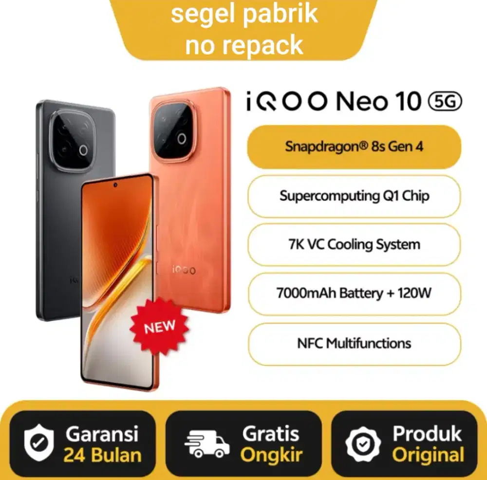 Iqoo Neo 10 5G 8/256. Baru. Segel pabrik. Garansi resmi 24 bulan