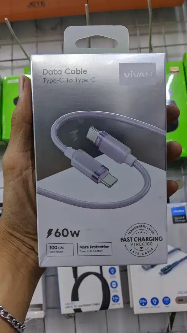 KABEL DATA TYPE-C TO TYPE-C 60W VIVAN VTRCC100