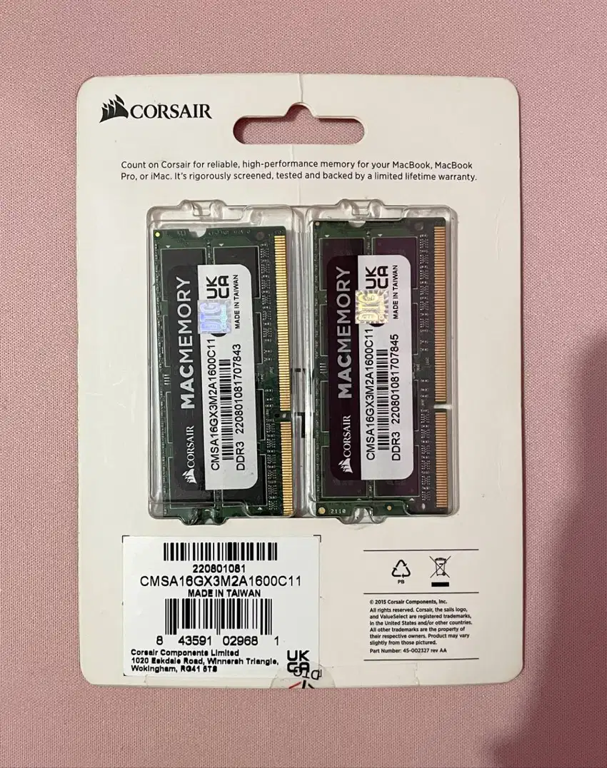 CORSAIR CMSA16GX3M2A1600C11 SODIMM for MAC 16GB DDR3 - 2X8GB 1600Mhz