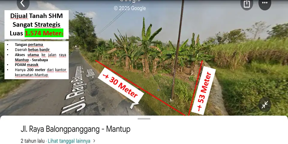 Jual Tanah Strategis & Bebas Ribet di Mantup, Lamongan