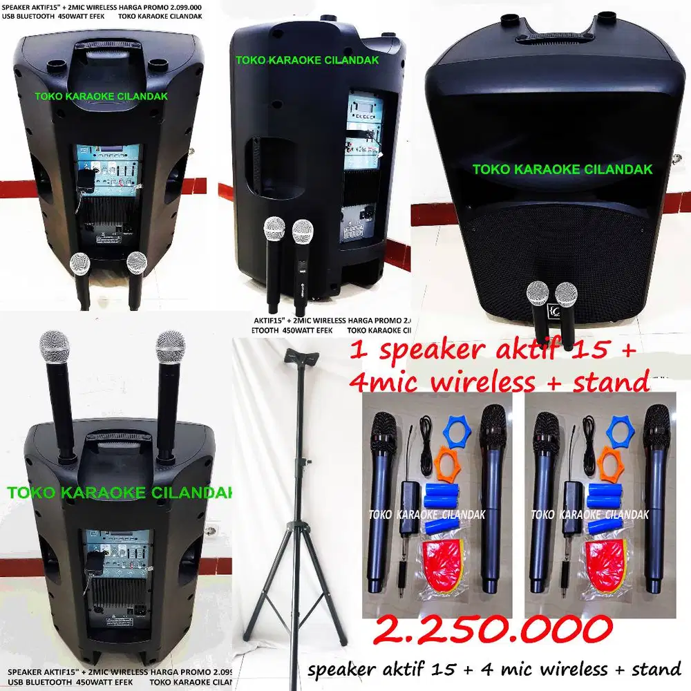 PROMO SPEAKER AKTIF+4MIC POWER MIXER DLL  SPEAKER AKTIF 15 + STAND + 4