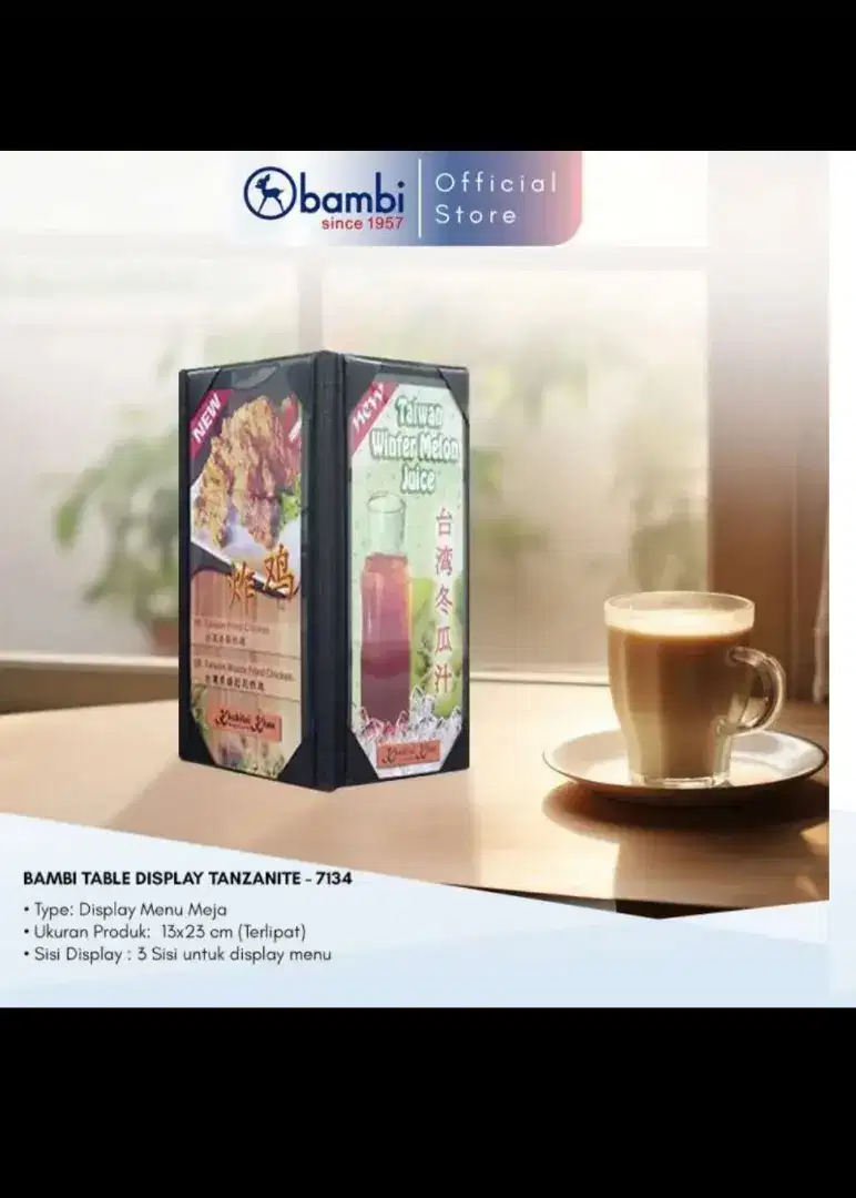 Bambi Tanzanite Table Display Book Menu / Buku Menu Restoran