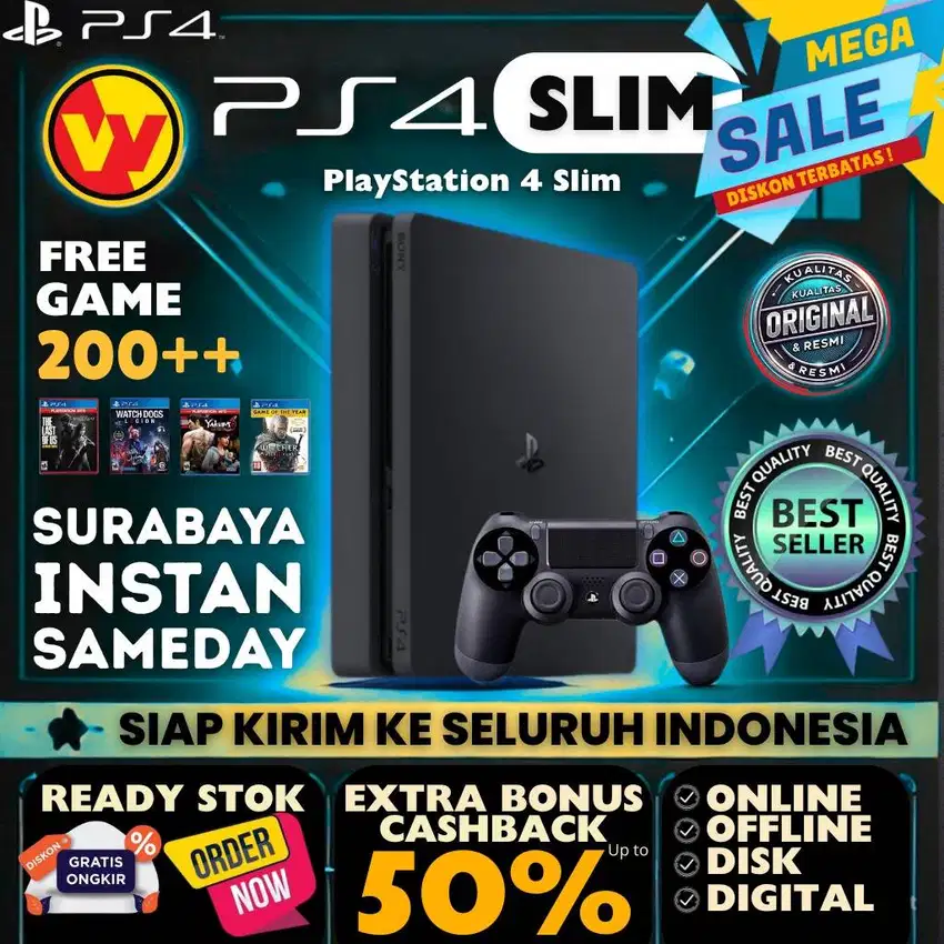 PS4 SLIM ORIGINAL - FW 11.00 2TB Ready di WijayaSurabaya