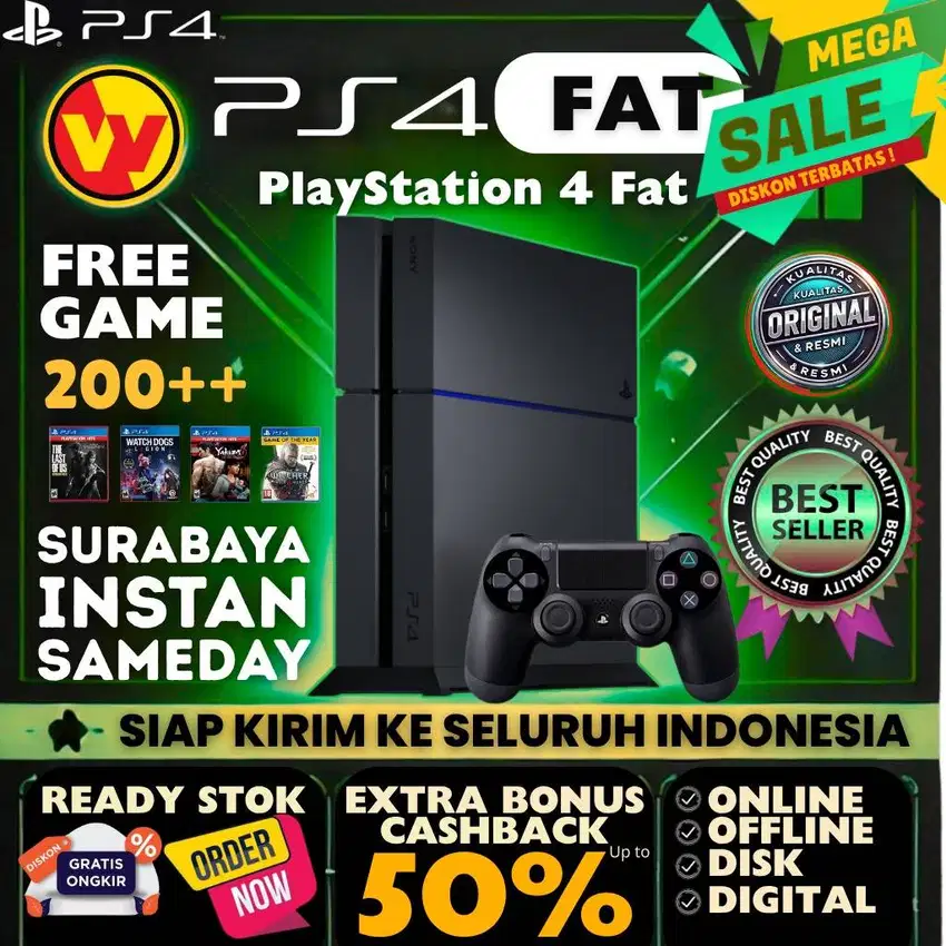 PS4 FAT ORIGINAL - FW 11.00 2TB 2000GB Ready Stok di Wijaya Games