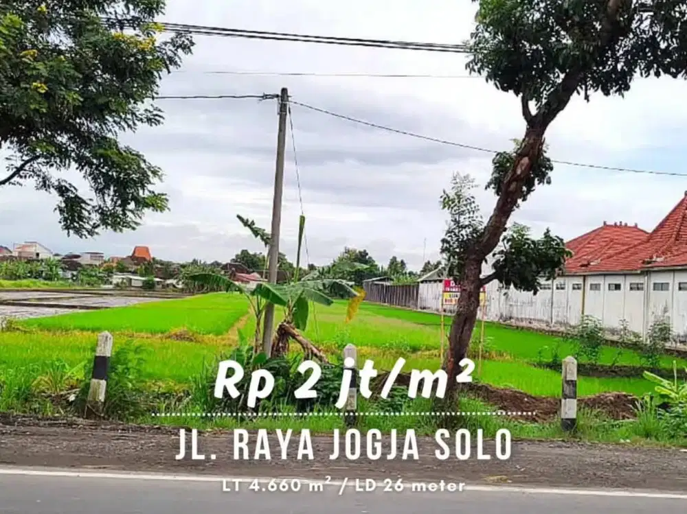 Dijual Tanah Pekarangan di Tepi Jalan Raya Jogja Solo Ceper Klaten