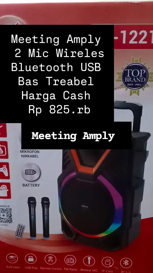 Meeting Amply Advance 12 Inc+ 2 Mic Wireles Karaoke Bluetooth Flasdisk