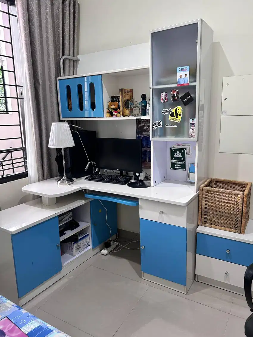 Meja Belajar Set L-Shape Multifungsi