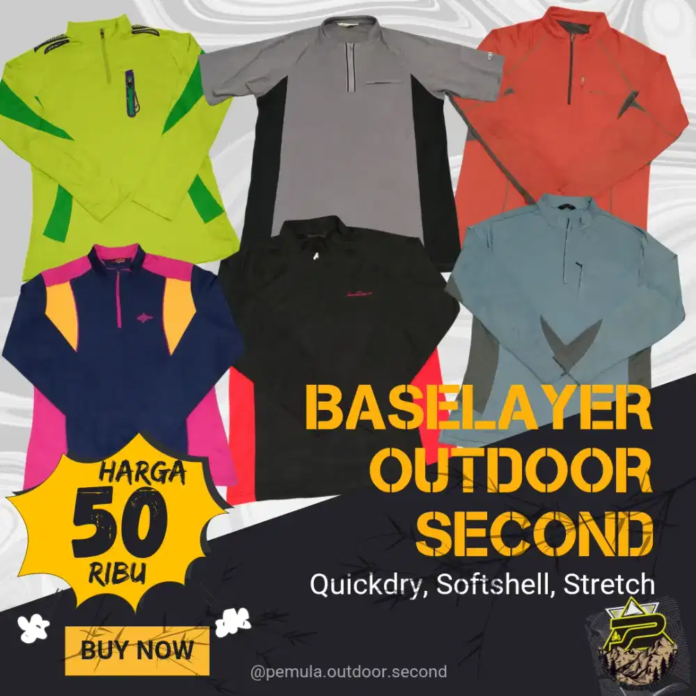 Baselayer Outdoor Second,Kaos Olahraga, Baselayer Gunung