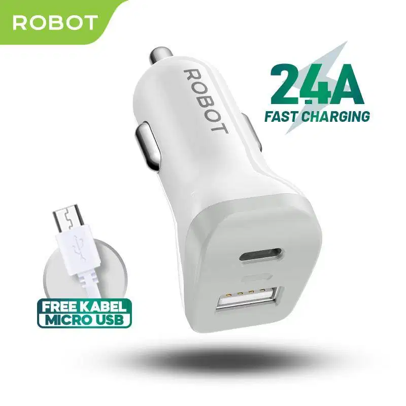 ROBOT RT-C09 Car Charger Colokan Mobil - 2 Port USB & Type C