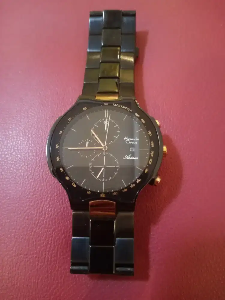 Jam tangan rantai pria Alexander Christy hitam