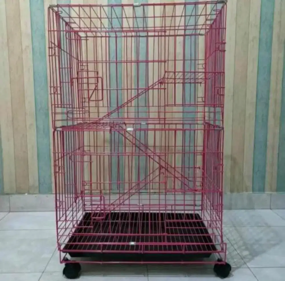 Kandang kucing 3 tingkat bisa dilipat..