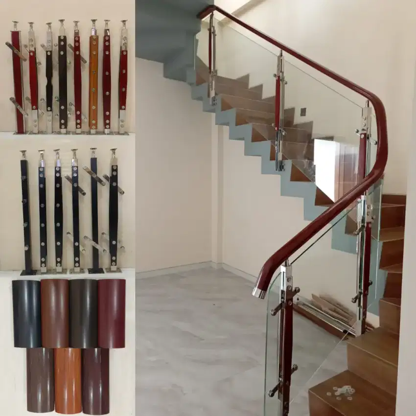 Tiang railing kaca handle pegangan tangga aksesoris reling