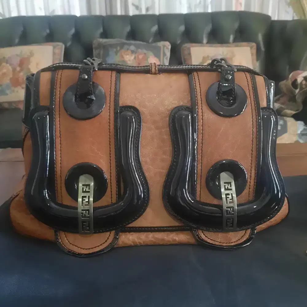 Tas Fendi Bag Leather Handbag Brown Second Original (Asli)