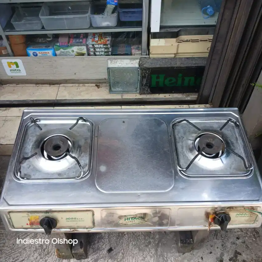 Hitachi Kompor Gas Stainless Steel 2 Tungku