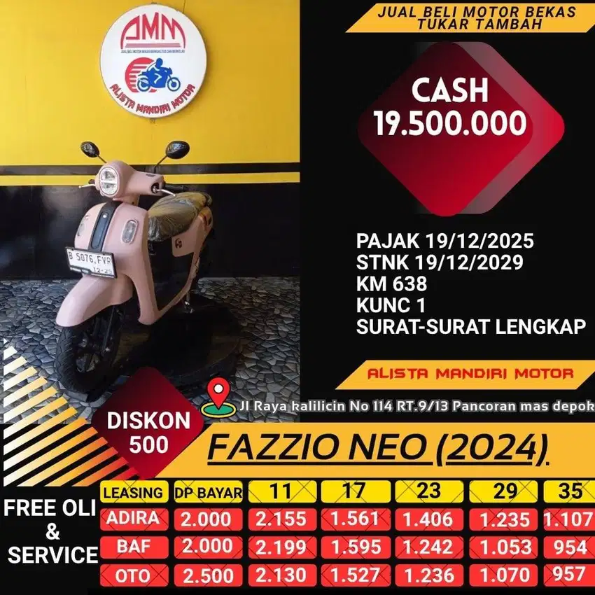 FAZZIO NEO 2024 KM LOW SS LENGKAP Pajak ON