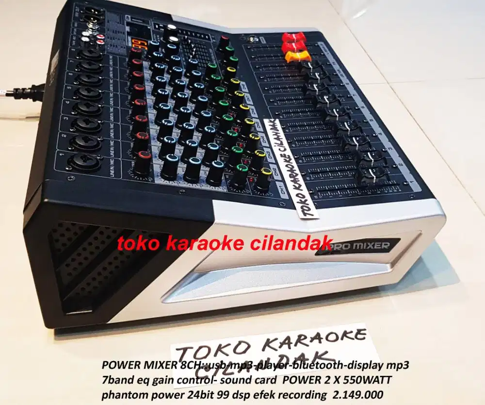 POWER MIXER 8CH: usb-mp3-player-bluetooth-display mp3 7band equaliser