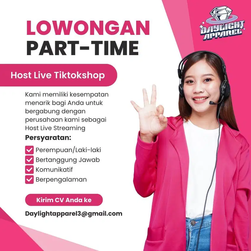 Part Time Host Live Streaming Produk 4X Seminggu